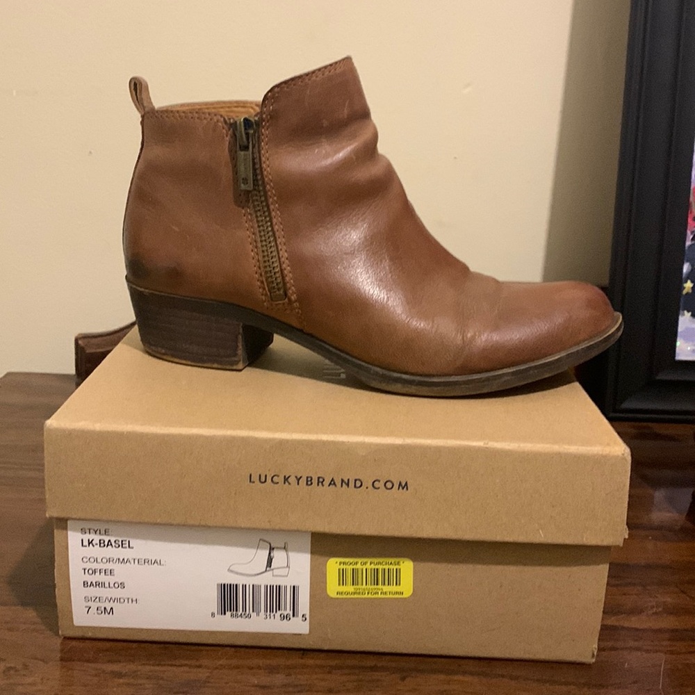 Lucky Brand Leather double zip Boots size 7.5 M